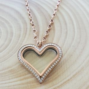 Origami Owl Rose Gold Heart Locket Set 